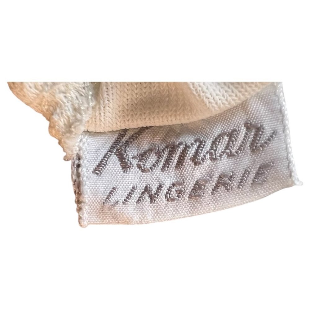 Vintage Komar Lingerie White Nylon Full Slip Size 34 Lace Trim Polka Dot Bodice - Picture 5 of 6